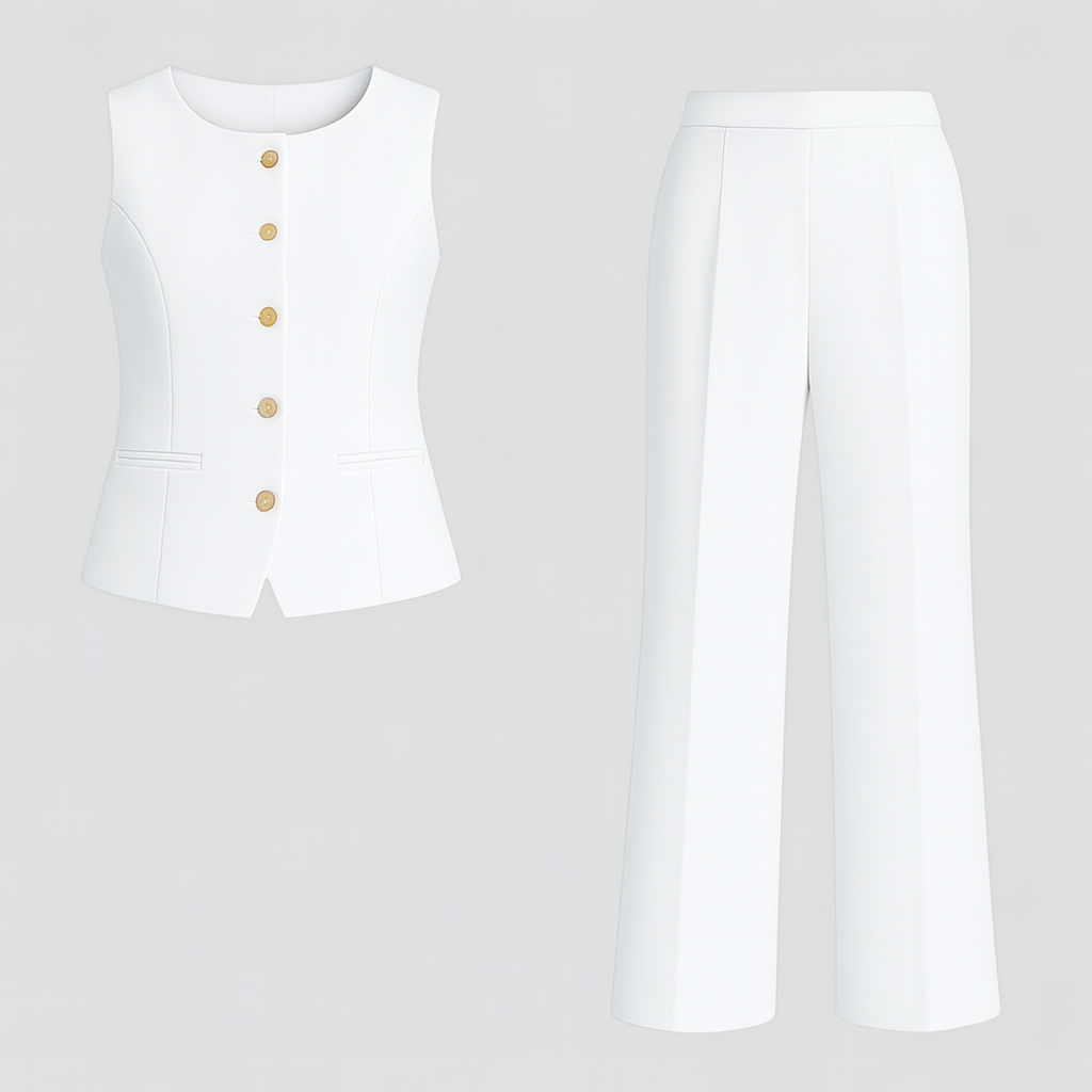 Elegant tvådelat set med knäppning fram i lätt tyg