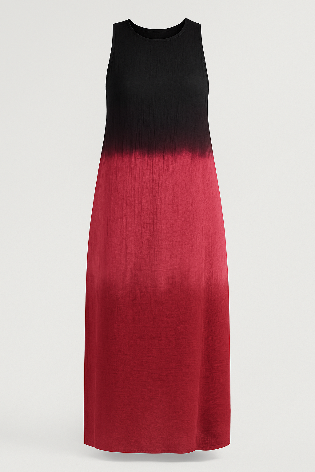 Sleeveless A-line midi dress with round neckline