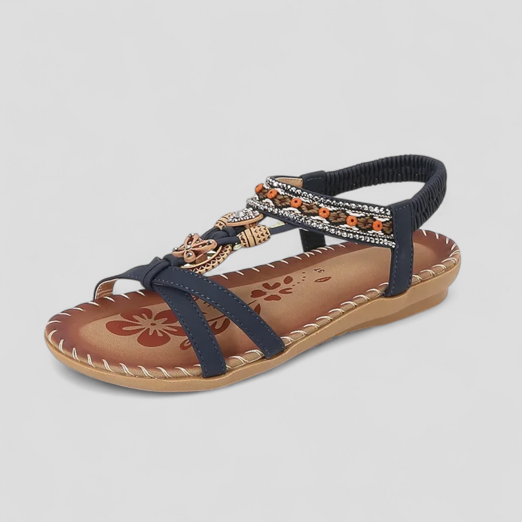 Sandalias veganas con tira elástica en el talón y suela confort