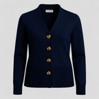 Button-Front Wool Jumper with Long Sleeves and H-Line Fit