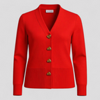 Button-Front Wool Jumper with Long Sleeves and H-Line Fit