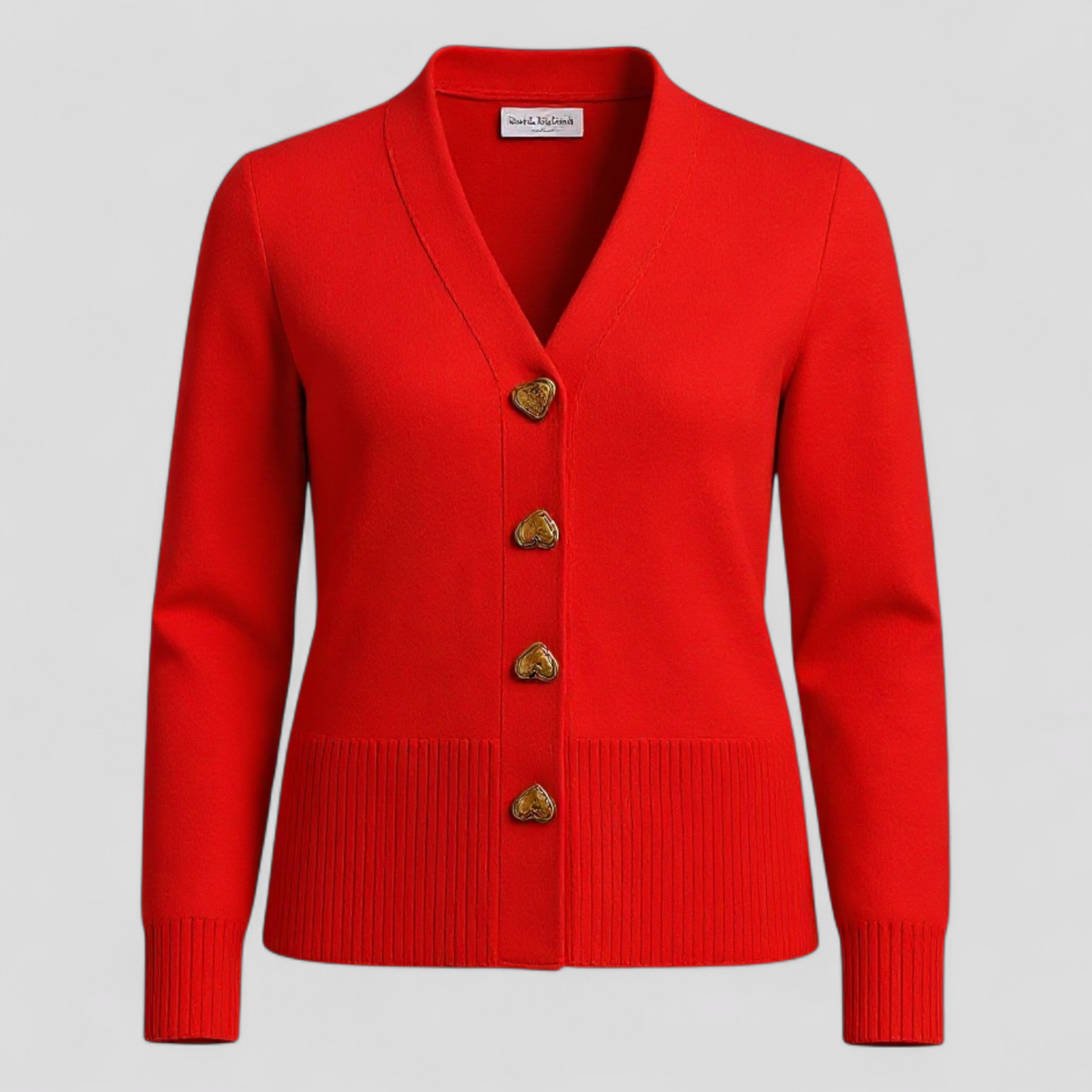 Button-Front Wool Jumper with Long Sleeves and H-Line Fit