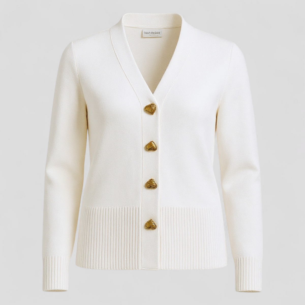 Button-Front Wool Jumper with Long Sleeves and H-Line Fit