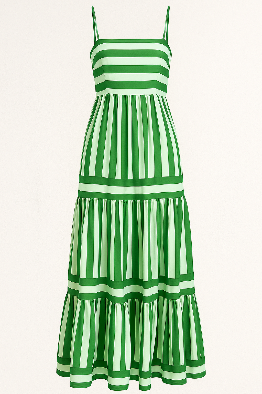 Striped Summer Dress with Thin Straps and A-Line Cut