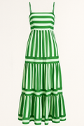 Striped Summer Dress with Thin Straps and A-Line Cut