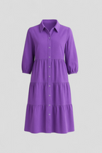 Vestido largo minimalista con cuello de solapa y corte amplio