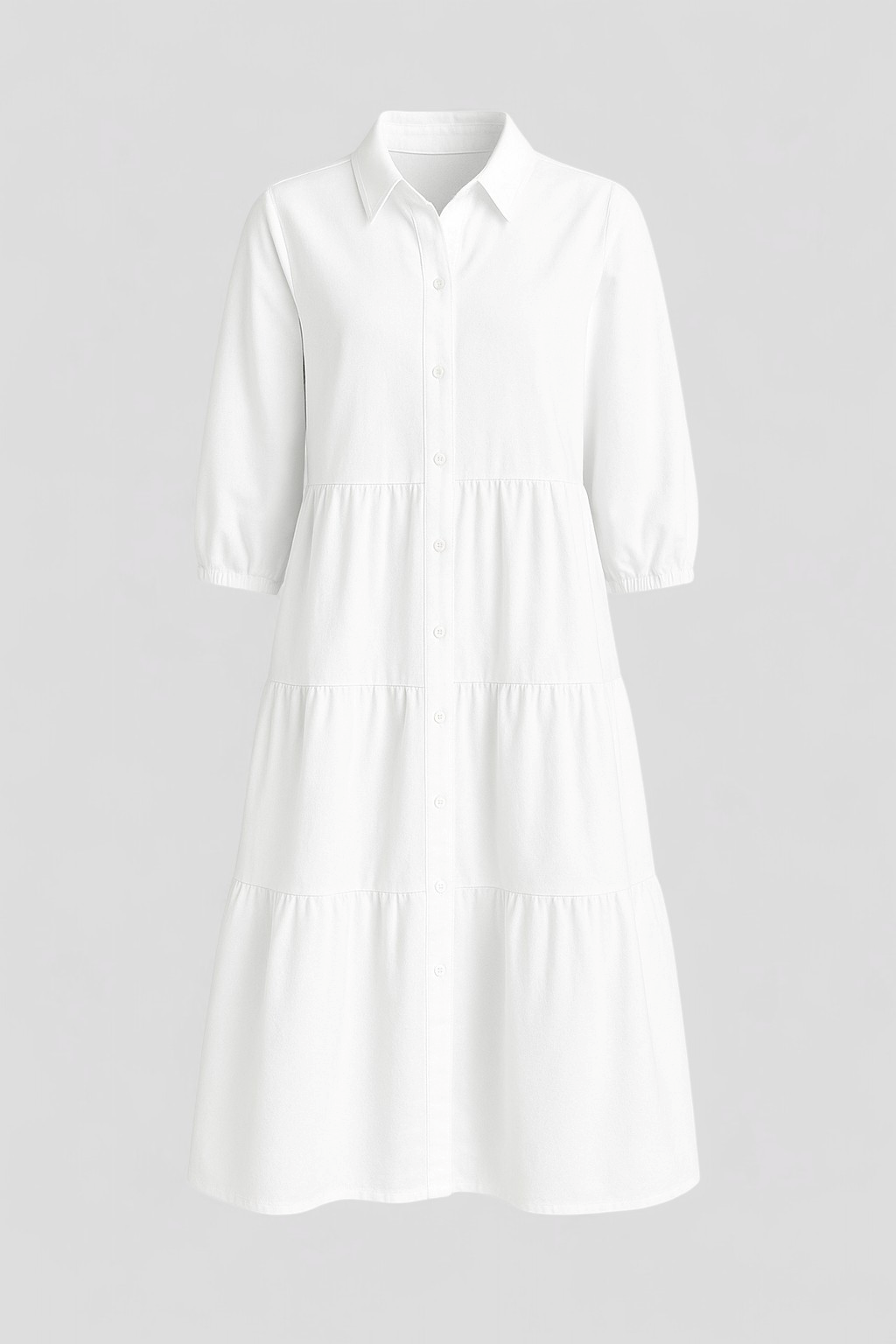 Vestido largo minimalista con cuello de solapa y corte amplio