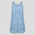 Vestido vaquero de verano sin mangas con bolsillos delanteros