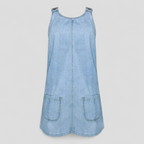 Vestido vaquero de verano sin mangas con bolsillos delanteros