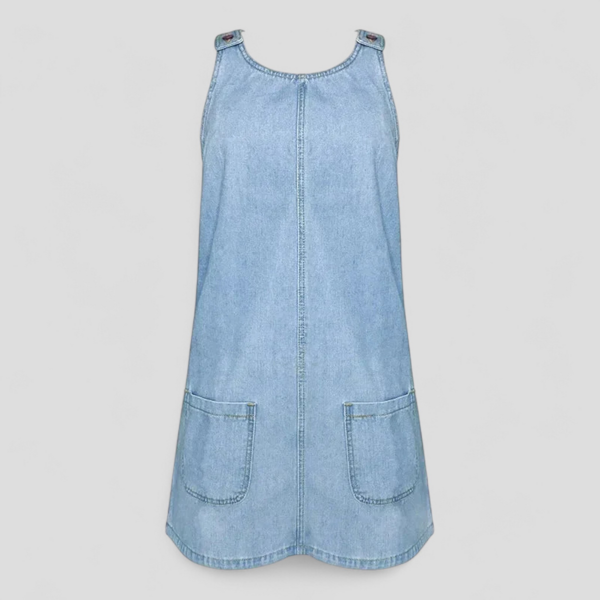 Vestido vaquero de verano sin mangas con bolsillos delanteros