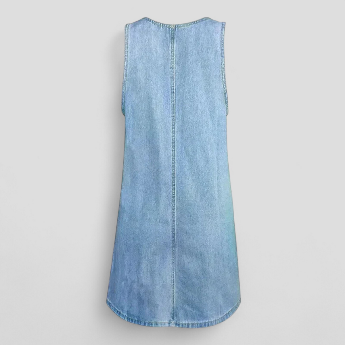 Vestido vaquero de verano sin mangas con bolsillos delanteros