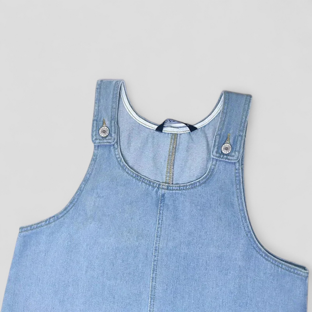 Vestido vaquero de verano sin mangas con bolsillos delanteros