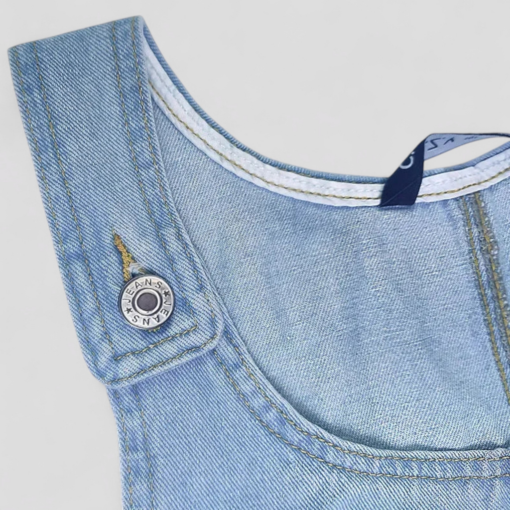 Vestido vaquero de verano sin mangas con bolsillos delanteros