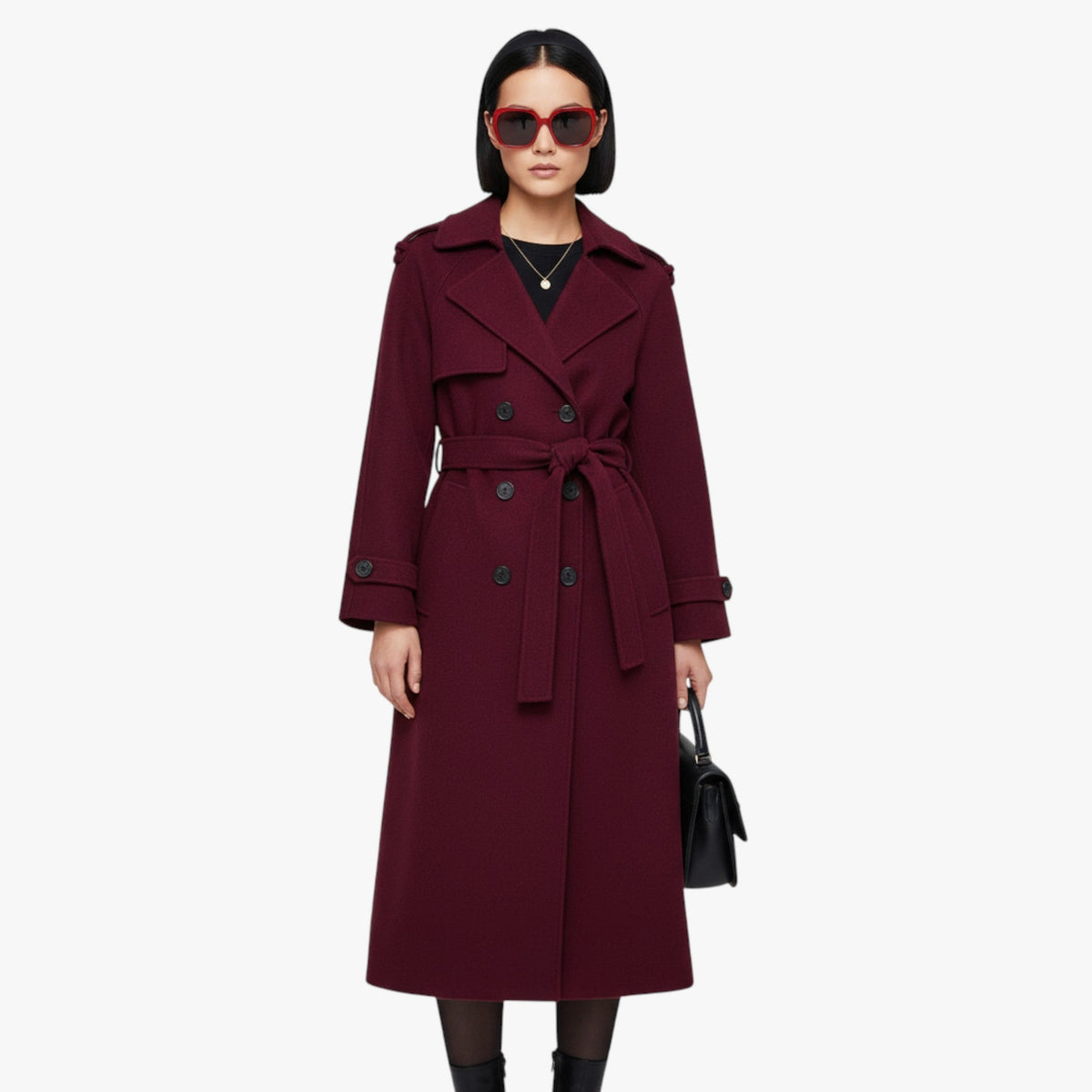 Vintage Long Coat with Double Button Closure