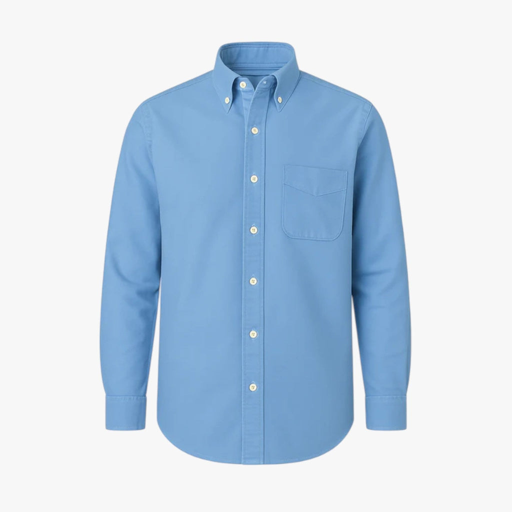 Men's Classic Long-Sleeve Cotton Shirt with Regular Collar