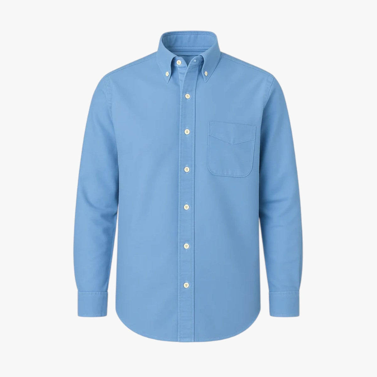 Camisa clásica de algodón de manga larga para hombre con cuello clásico