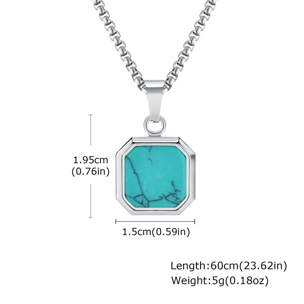 Blue-Green Stone Pendant Necklace Set for Layering