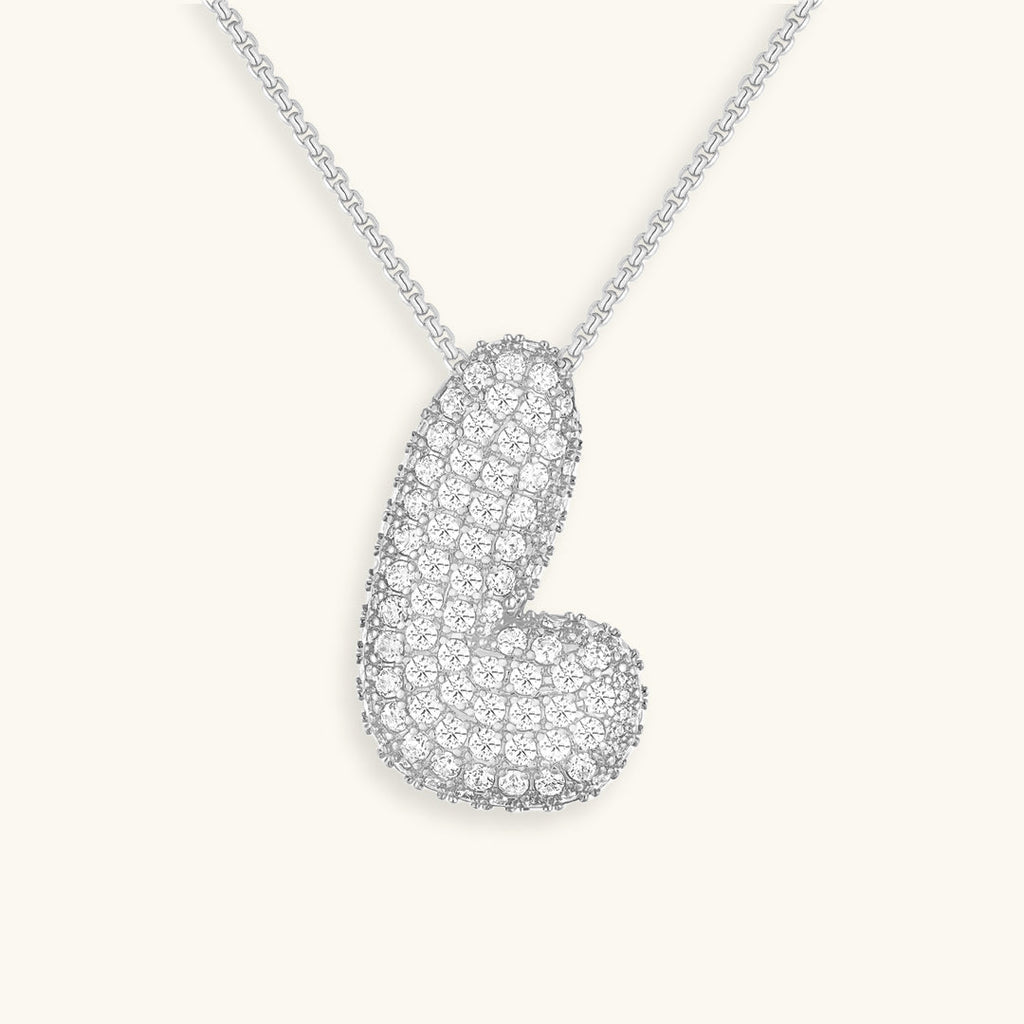Pavé Bubble Initial Necklace with Sparkling Letter