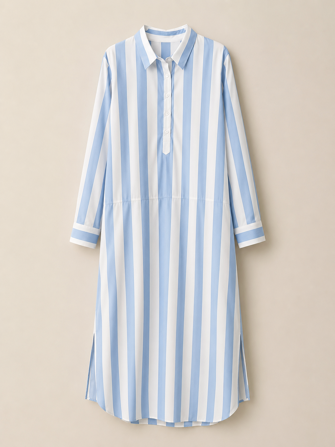 Striped Boho Maxi Dress with Relaxed Shirt-Style Fit
