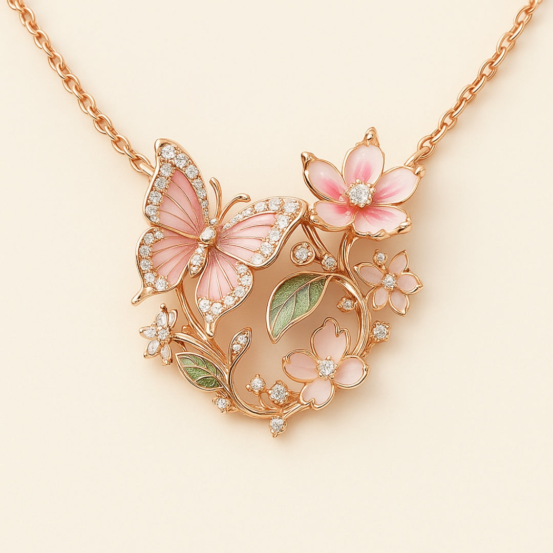 Zirconia Butterfly Pendant Necklace with Bright Sparkle
