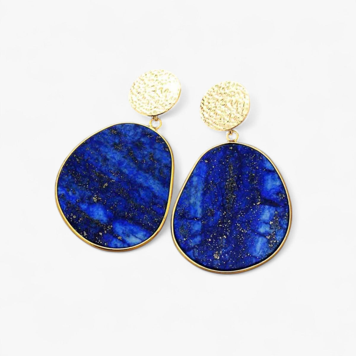 Lapis Lazuli Drop Earrings with Natural Variation