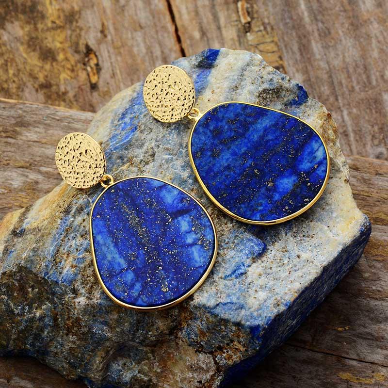 Lapis Lazuli Drop Earrings with Natural Variation