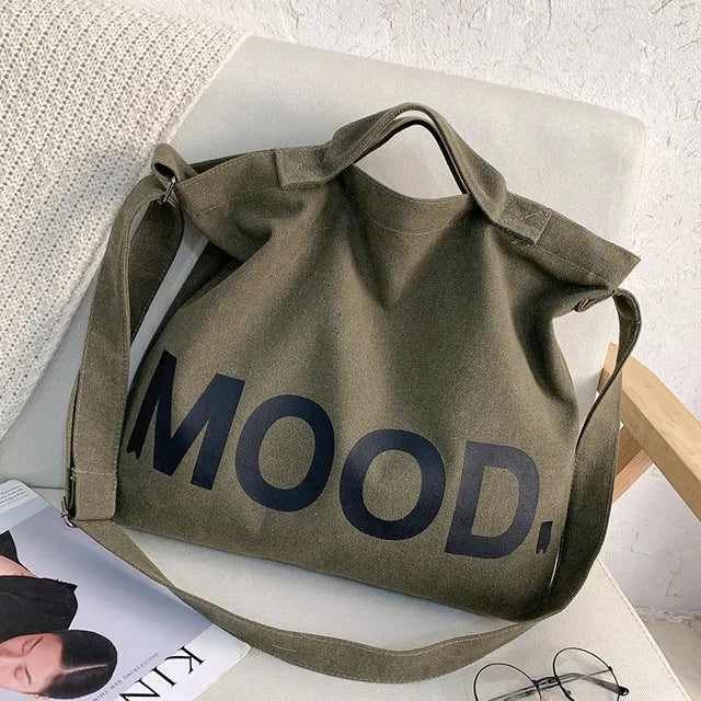 Bolso de lona estampada con asas de hombro ajustables