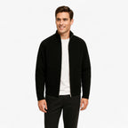 Full-Zip Knit Sweater with Stand Collar and Pockets
