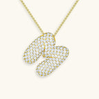 Pavé Bubble Initial Necklace with Sparkling Letter