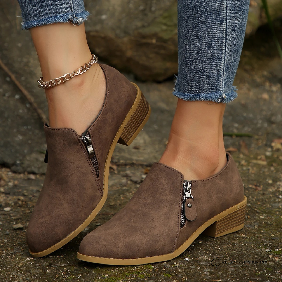 Suede Look Ankle Boots with Zip Closure and Cushioned Insole