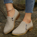 Suede Look Ankle Boots with Zip Closure and Cushioned Insole
