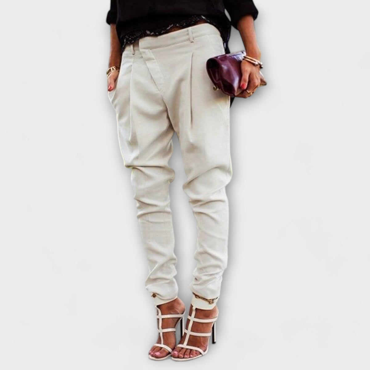 Elasticated Waist Trousers with Flattering Cut