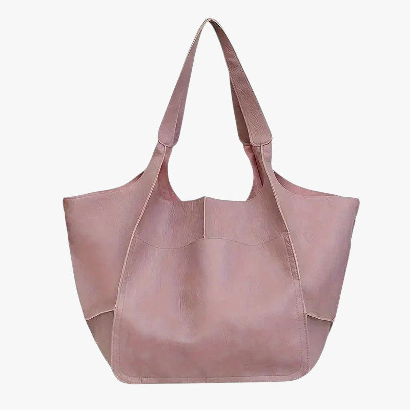 Large Structured PU Leather Tote Bag with Flat Base
