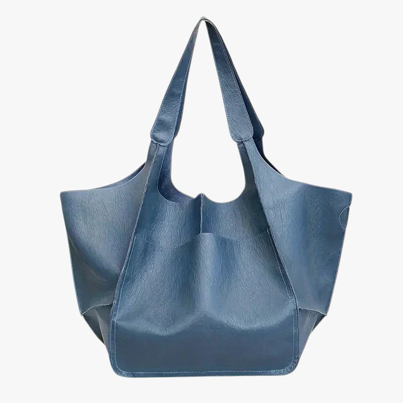 Large Structured PU Leather Tote Bag with Flat Base