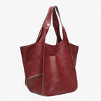 Large Structured PU Leather Tote Bag with Flat Base