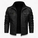 Men's faux leather jacket with a classic collar detail