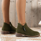 Side Zip Ankle Boots with Feminine Line