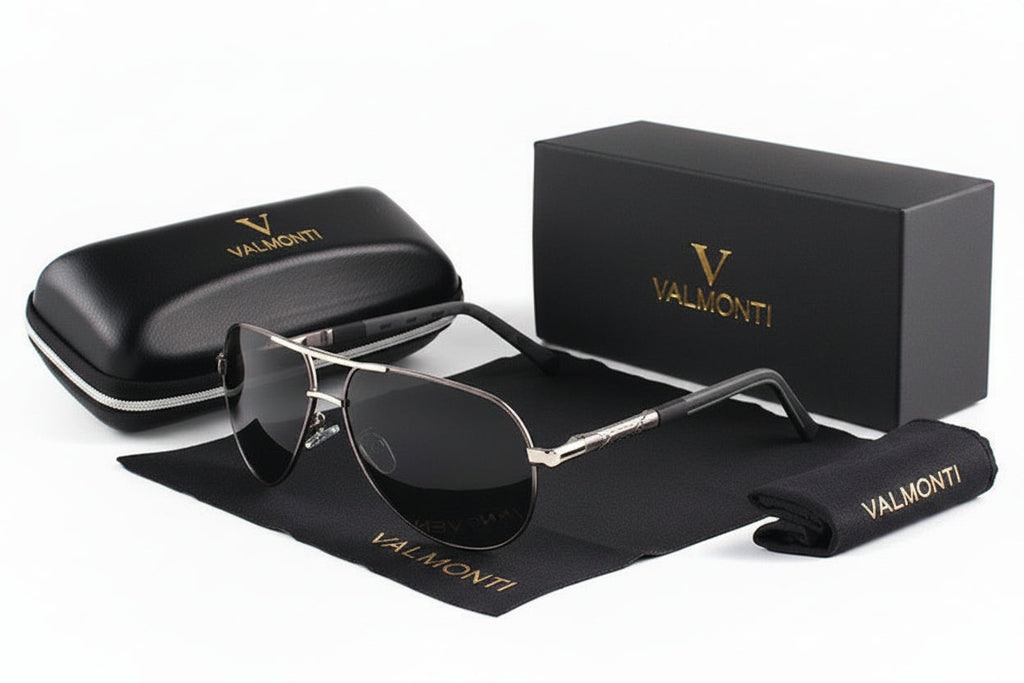 Gafas de sol de aviador polarizadas con montura metálica ligera