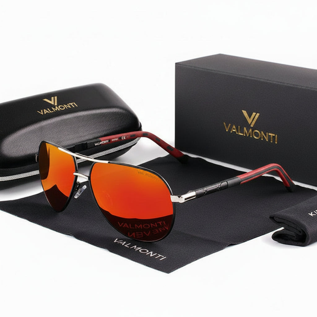 Gafas de sol de aviador polarizadas con montura metálica ligera