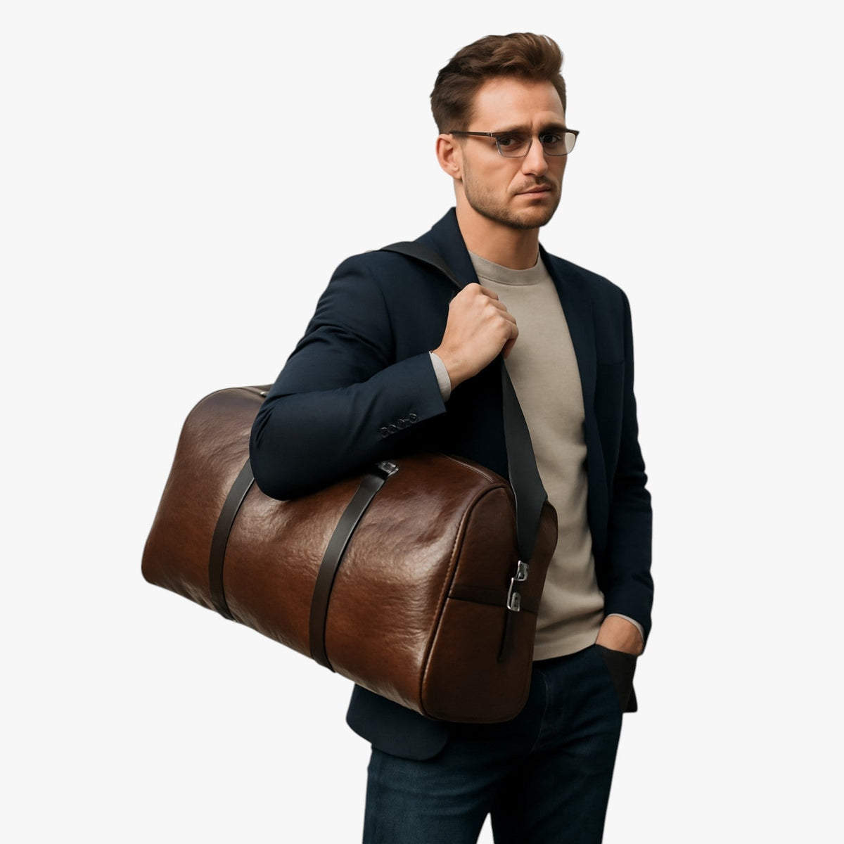 Spacious Faux Leather Travel Bag, Sized for Carry-On Use