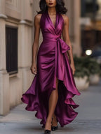 Halter Neck Sleeveless Dress with Striking Line