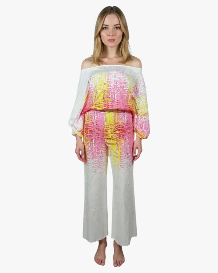 Floral Print Wide-Leg Jumpsuit with Exposed Shoulders
