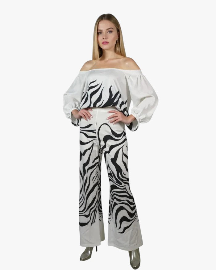 Floral Print Wide-Leg Jumpsuit with Exposed Shoulders