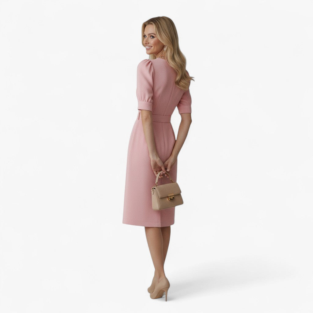 Vestido camisero de jacquard floral con cinturón a juego