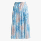 Conjunto de dos piezas de jersey de punto azul y falda floral