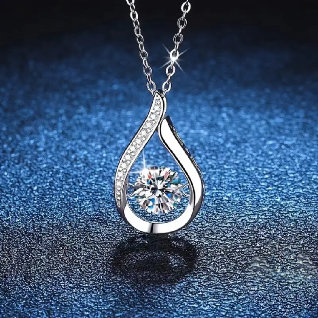 Zirconia Drop Pendant Necklace in Silver Colour with Crisp Sparkle