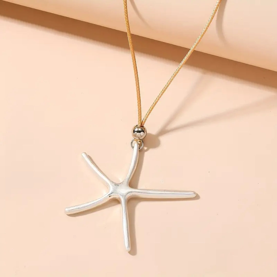 Starfish Pendant on Fine Chain in Gold Colour with Beachy Charm