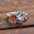 White Crystal Ring with Nature-Inspired Setting and Bright Sparkle