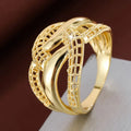 Wavy Mesh Ring with Woven Texture in Gold Colour and Soft Shimmer