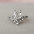 Zirconia Crown Ring with Drop Detail in Silver Colour